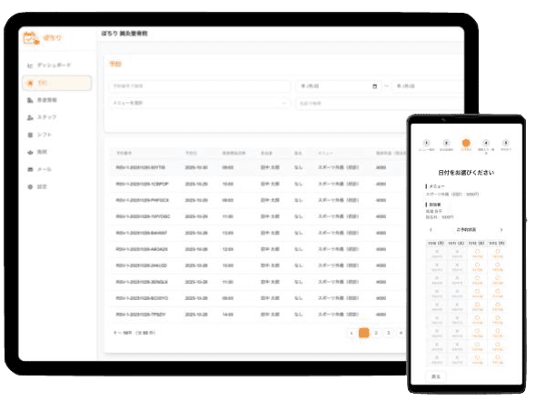ぽちり管理画面とスマホ画面